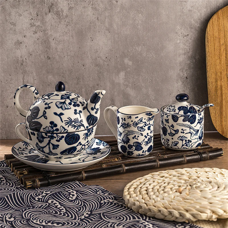Coffee Tea Sugar - Ceramic Coffee Tea Set Korean Blue