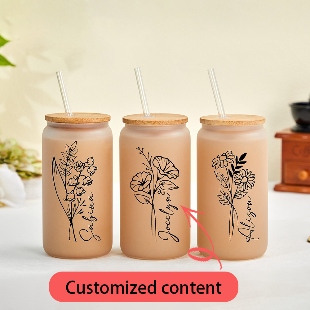 Personalized Birth Flower Glas - Coffee Tea Name review and price